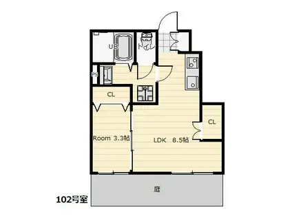コンフォートプレイス小倉(1LDK/1階)の間取り写真