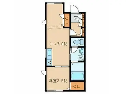 サルテエスポワール(1DK/1階)の間取り写真