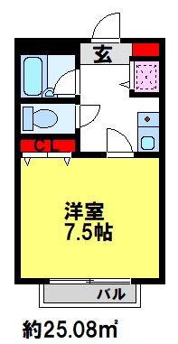サマーパイン(1K/2階)の間取り写真