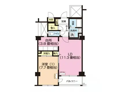 パティオス9番街(1LDK/5階)の間取り写真