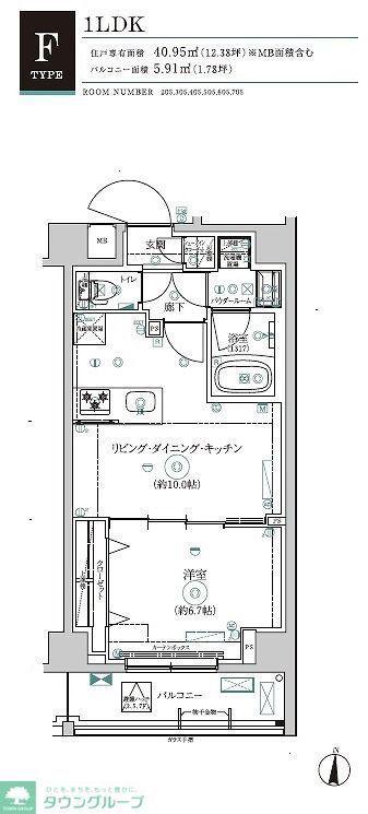 RELUXIA森下II(1LDK/7階)の間取り写真