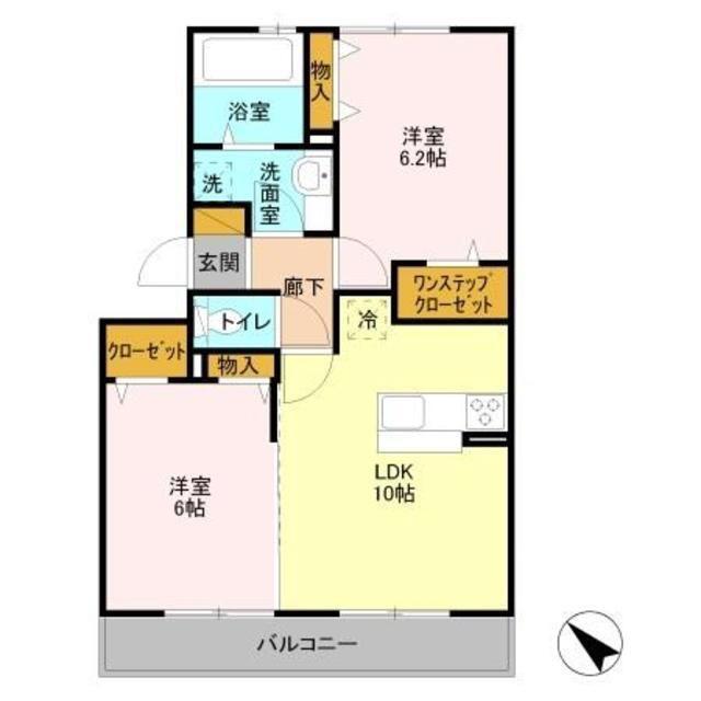 アリエスマンション(2LDK/1階)の間取り写真