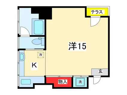 バンビル(ワンルーム/4階)の間取り写真