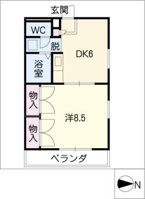 ロイヤルレジデンス(1DK/2階)の間取り写真