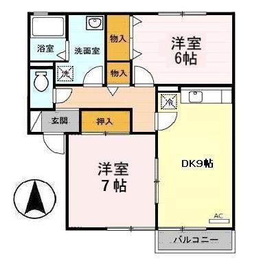 ベル・アネックス(2DK/2階)の間取り写真