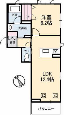 カーサグリナージュ東津田(1LDK/3階)の間取り写真