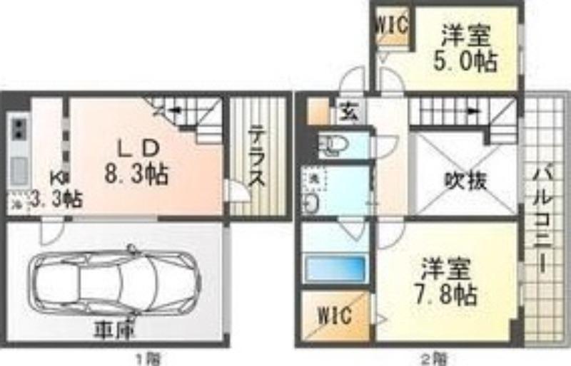 ピオネロ山鼻(2LDK/2階)の間取り写真