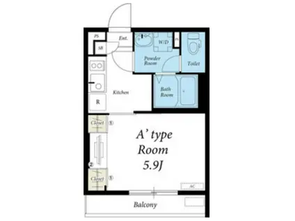 リブリ・TREE EARTH(1K/1階)の間取り写真