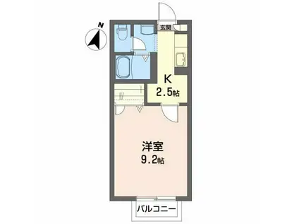 コンフォールA(1K/2階)の間取り写真