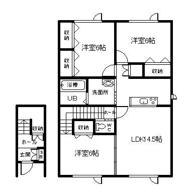 グランコーポ開本A(3LDK/2階)の間取り写真