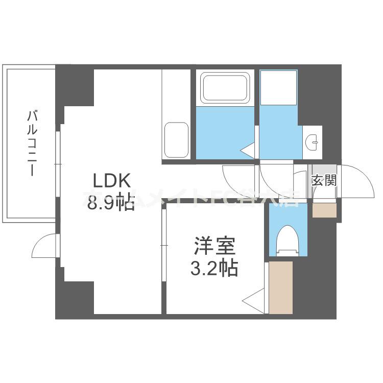ジーグランデ九条(1LDK/2階)の間取り写真