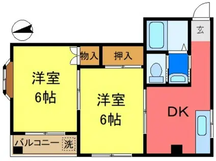 セントラルアネックス(2DK/3階)の間取り写真