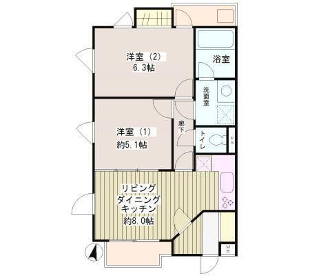 エクセル米喜(2LDK/2階)の間取り写真