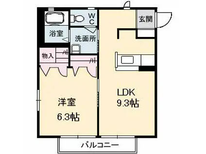 ディアスTS(1LDK/1階)の間取り写真