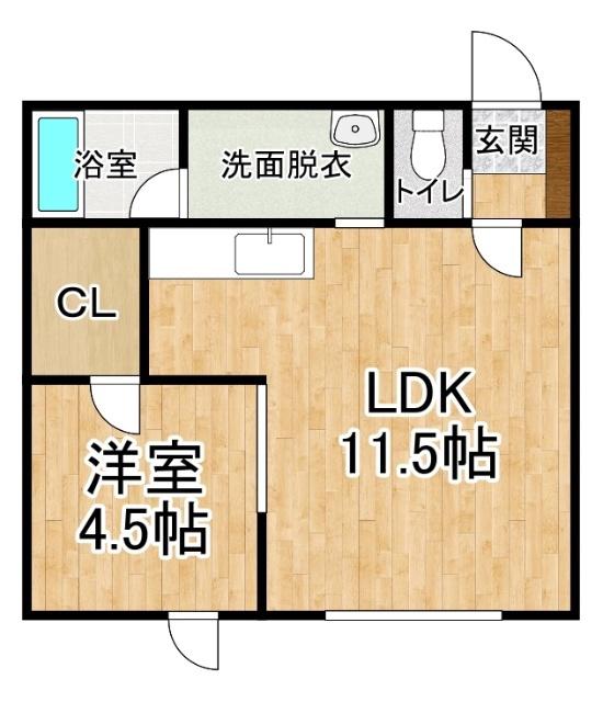 シュガーポット(1LDK/2階)の間取り写真