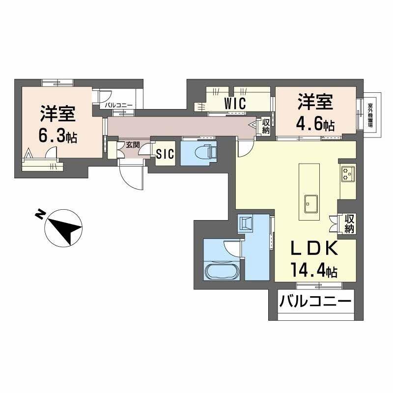 シャーメゾン ノワリー(2LDK/3階)の間取り写真
