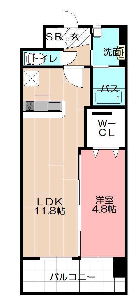ビッグファミリー葛原II(1LDK/6階)の間取り写真