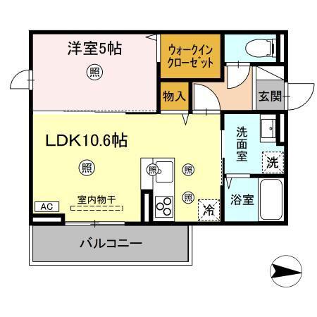 セントラルIWAMI TYPE-2(1LDK/2階)の間取り写真