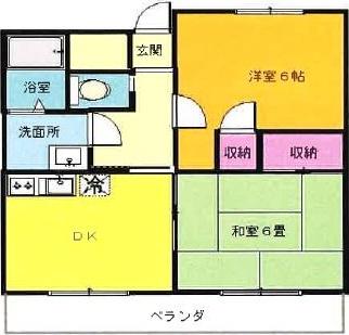 ヤマピカハイツIN掛川(2DK/1階)の間取り写真