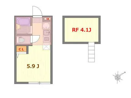 バーミープレイス南大泉(ワンルーム/2階)の間取り写真