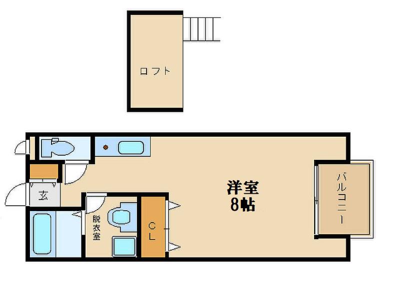 ベルリード柏原(1K/2階)の間取り写真