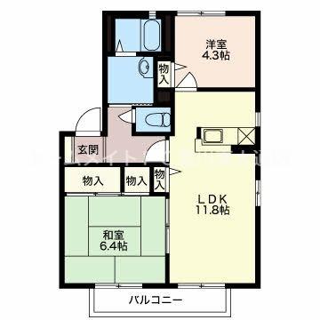 ボナール西口(2LDK/2階)の間取り写真