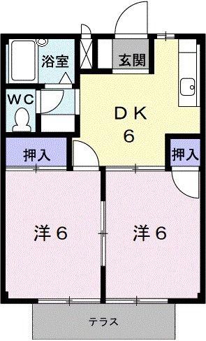 メルヘンプラザ(2DK/1階)の間取り写真