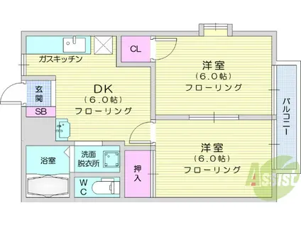 セピアコートSATO(2DK/2階)の間取り写真