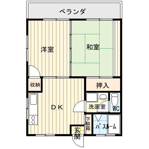 エイワンコーポ(2DK/2階)の間取り写真
