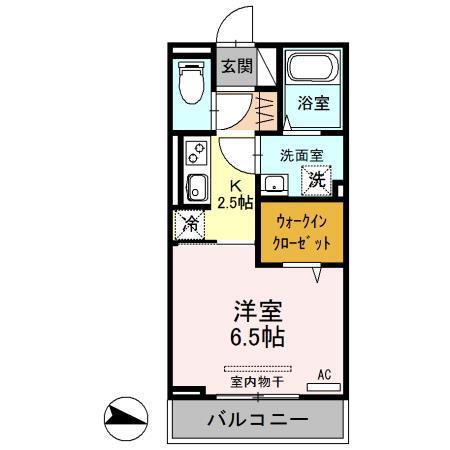 フロントコート(1K/2階)の間取り写真