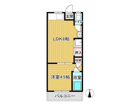 鈴木建設ビル(1LDK/2階)の間取り写真