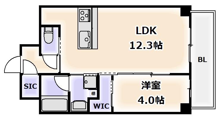 LEGALAND難波南(1LDK/3階)の間取り写真