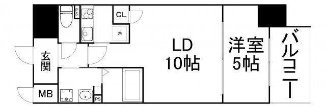 ブリリアントジュネス本町(1LDK/13階)の間取り写真