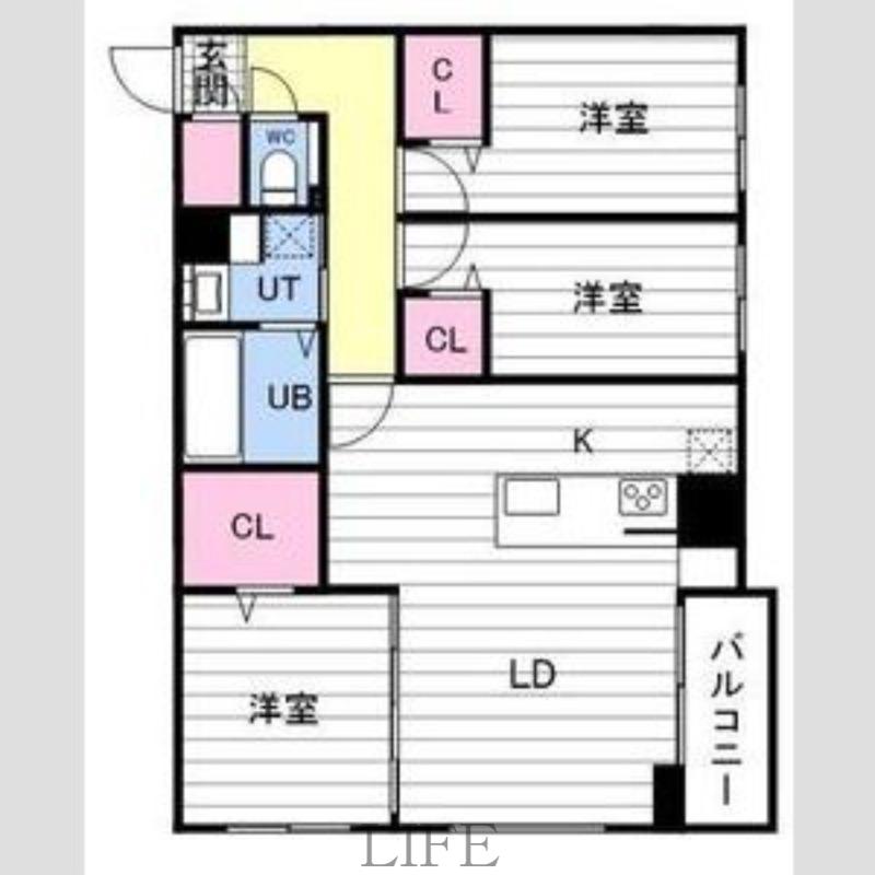 CARRERA平岸2ND(3LDK/4階)の間取り写真