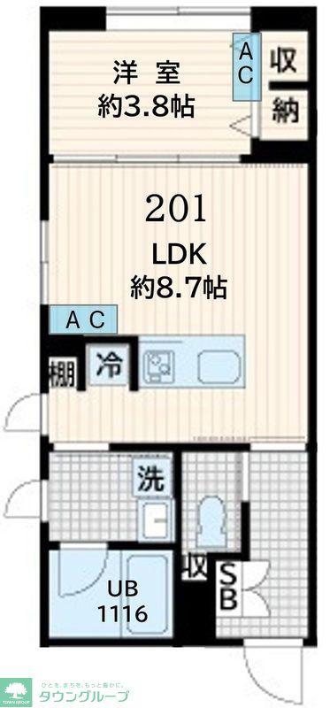 FULLEA恵比寿(1LDK/1階)の間取り写真
