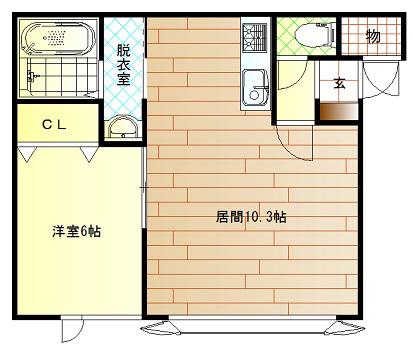 BLEU SAULE C(1LDK/2階)の間取り写真