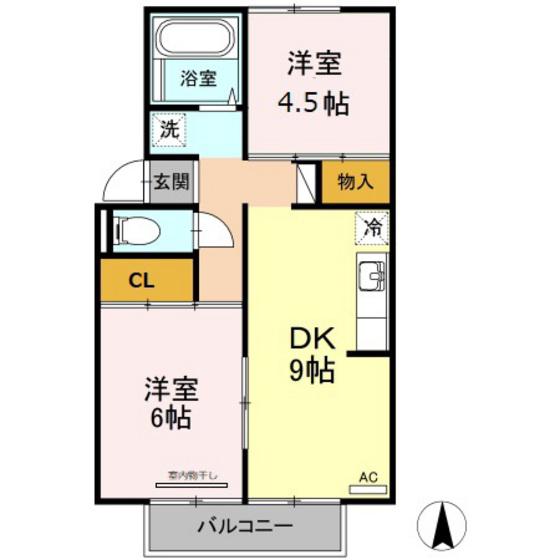 プレジール洲崎(2DK/1階)の間取り写真