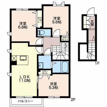 ラピュタIV(3LDK/2階)の間取り写真