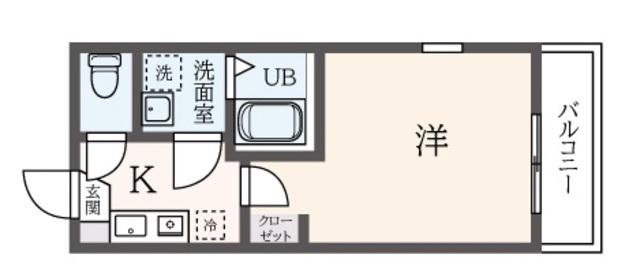 RUHE蒔田(1K/2階)の間取り写真