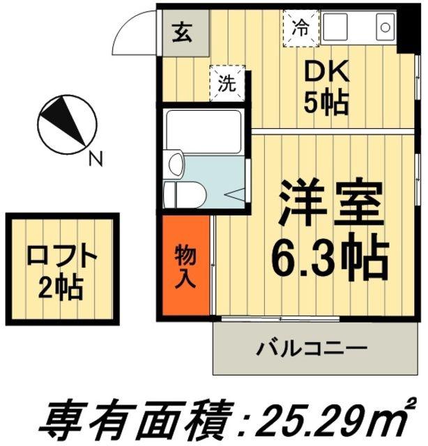 ブオナスタンザ市川(1DK/2階)の間取り写真