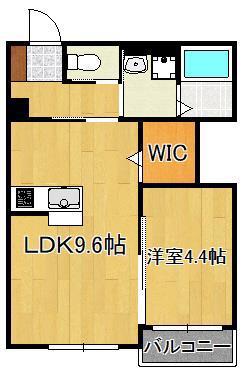 ELLINA貴船III(1LDK/2階)の間取り写真
