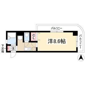 XーOVER21覚王山(ワンルーム/4階)の間取り写真