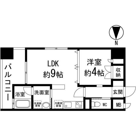 プレシャス二日町(1LDK/10階)の間取り写真