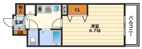 エイペックス天神橋I(1K/10階)の間取り写真
