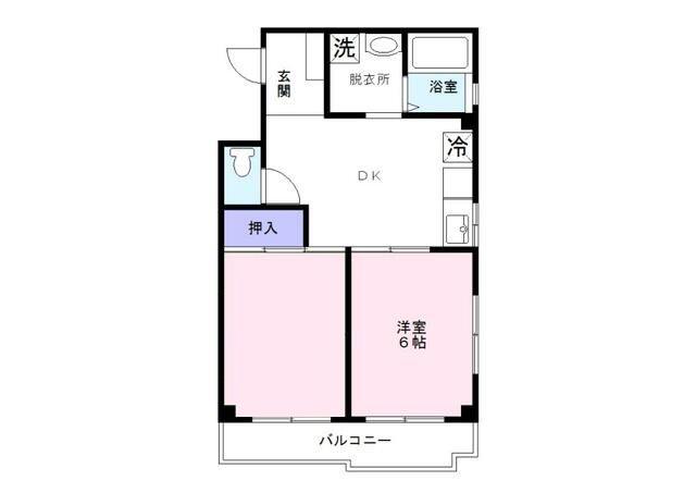 デューク菊川(2DK/6階)の間取り写真