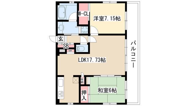 レインボーピア原(2LDK/10階)の間取り写真