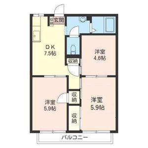 セイオンハイツA棟(3DK/1階)の間取り写真