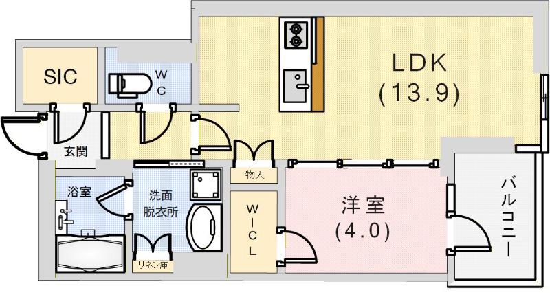 プラウド神戸トアロード(1LDK/6階)の間取り写真