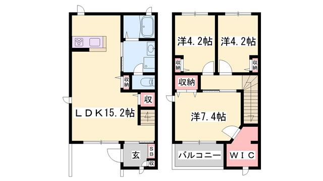 ガーデンコート高畑(3LDK/2階)の間取り写真