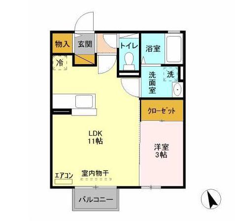 バローネ・イースト(1LDK/1階)の間取り写真